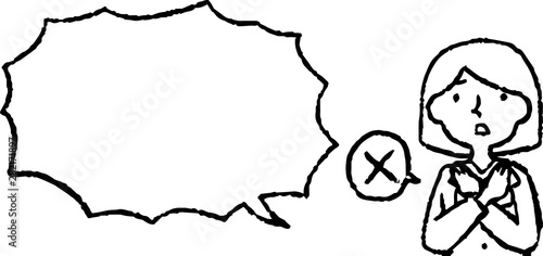 Upper body of Business woman face and pose with Speech Balloon