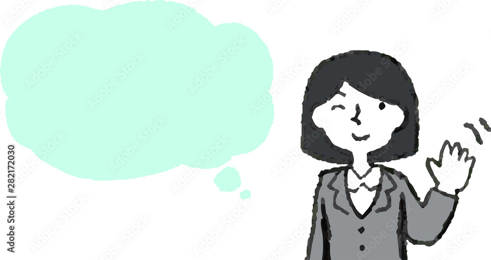 Upper body of Business woman face and pose with Speech Balloon Upper body of Business woman face and pose with Speech Balloon