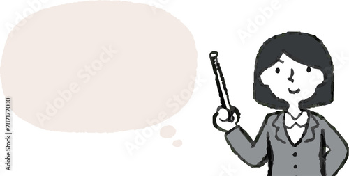 Upper body of Business woman face and pose with Speech Balloon