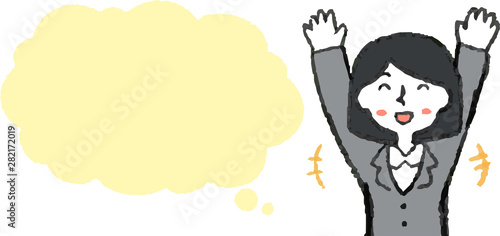 Upper body of Business woman face and pose with Speech Balloon