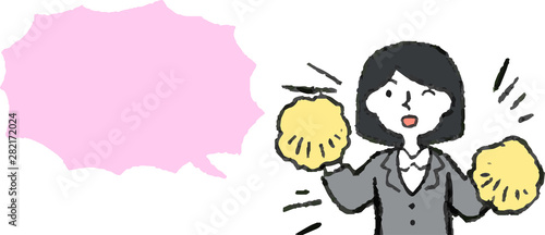 Upper body of Business woman face and pose with Speech Balloon