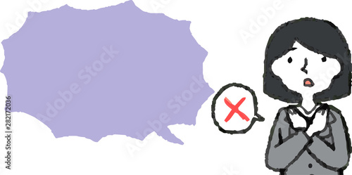 Upper body of Business woman face and pose with Speech Balloon