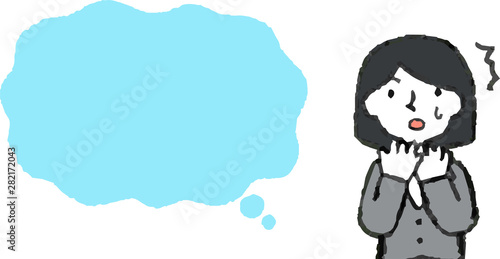 Upper body of Business woman face and pose with Speech Balloon