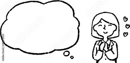 Upper body of Business woman face and pose with Speech Balloon