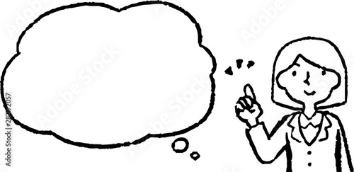 Upper body of Business woman face and pose with Speech Balloon