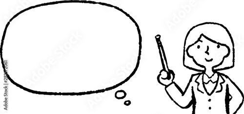 Upper body of Business woman face and pose with Speech Balloon