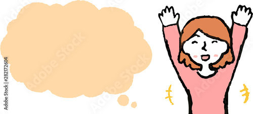 Upper body of woman face and pose with Speech Balloon