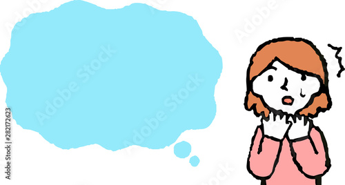 Upper body of woman face and pose with Speech Balloon