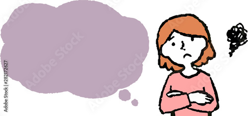 Upper body of woman face and pose with Speech Balloon