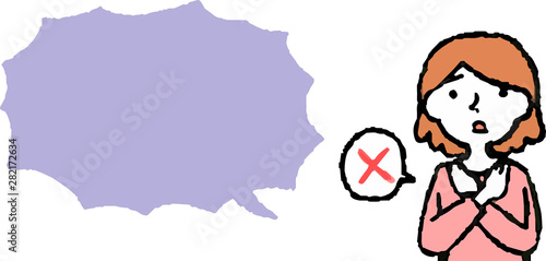 Upper body of woman face and pose with Speech Balloon