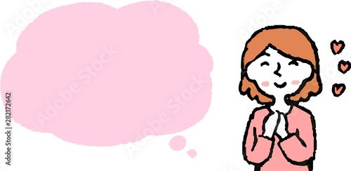 Upper body of woman face and pose with Speech Balloon