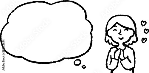 Upper body of woman face and pose with Speech Balloon