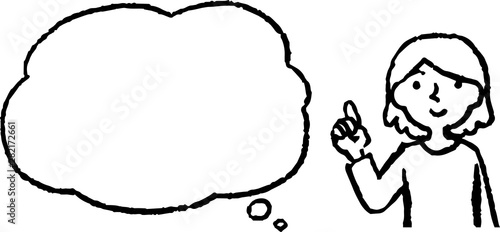 Upper body of woman face and pose with Speech Balloon