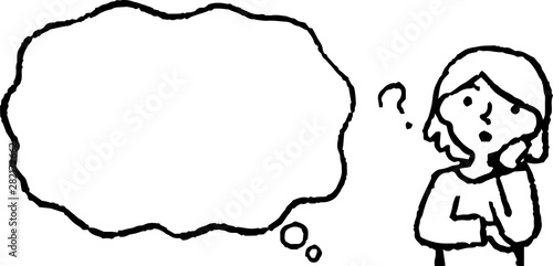 Upper body of woman face and pose with Speech Balloon