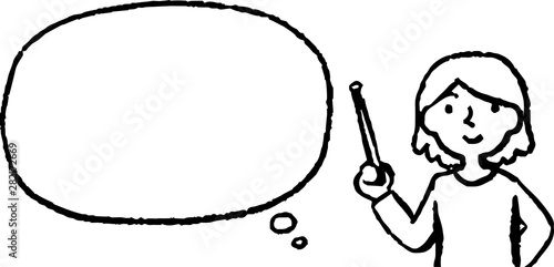 Upper body of woman face and pose with Speech Balloon