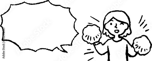Upper body of woman face and pose with Speech Balloon