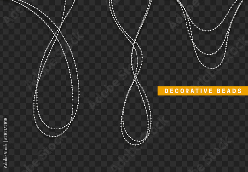 Fototapeta String beads realistic isolated. Decorative design element bead