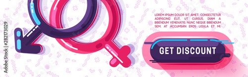 Vector design banner background, female and male sex symbol