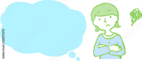 Upper body of woman wearing a dress face and pose with Speech Balloon