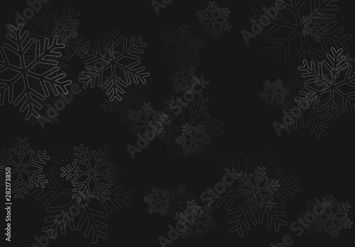 Winter holiday pattern with black snowflakes background