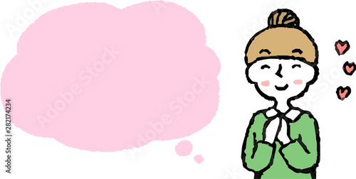 Upper body of woman face and pose with Speech Balloon