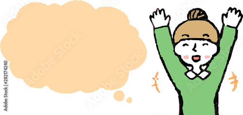 Upper body of woman face and pose with Speech Balloon