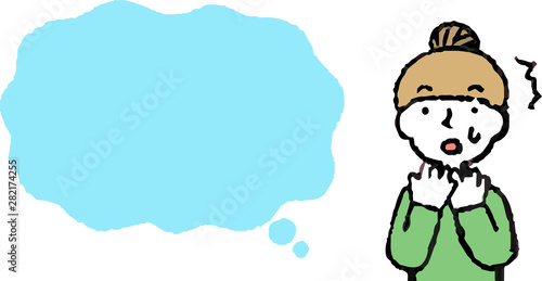 Upper body of woman face and pose with Speech Balloon