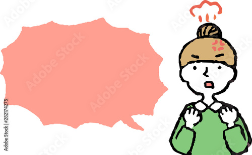 Upper body of woman face and pose with Speech Balloon
