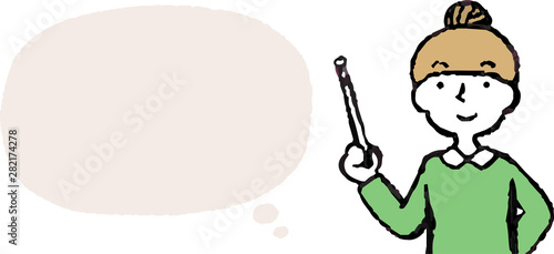 Upper body of woman face and pose with Speech Balloon
