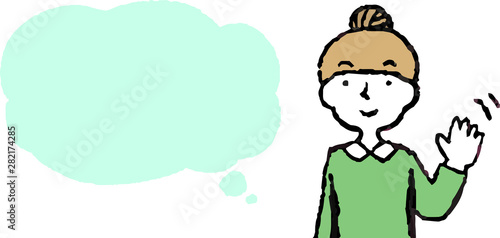 Upper body of woman face and pose with Speech Balloon