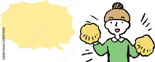 Upper body of woman face and pose with Speech Balloon