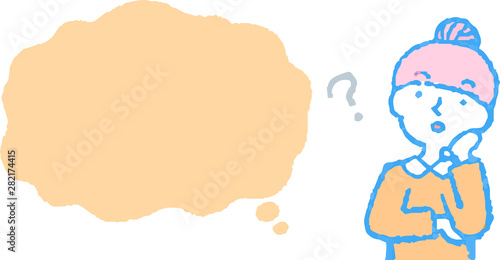 Upper body of woman face and pose with Speech Balloon