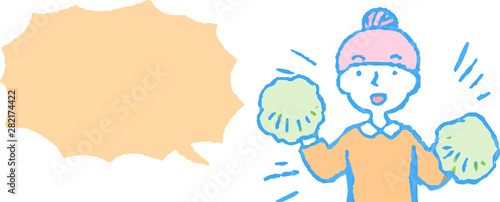 Upper body of woman face and pose with Speech Balloon