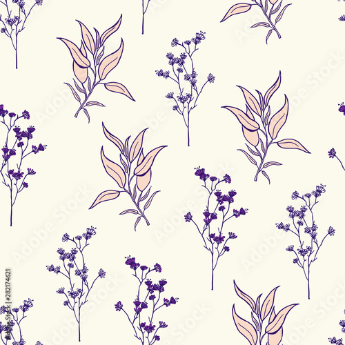 Beautiful wild flowers seamless pattern design