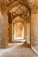 Amazing vaulted arch passageway, the Jameh Mosque of Isfahan