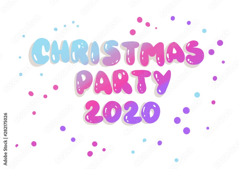 Christmas party hand written lettering, modern. Typography isolated on white background, illustration. Great for party posters and banners.