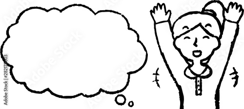 Upper body of woman face and pose with Speech Balloon