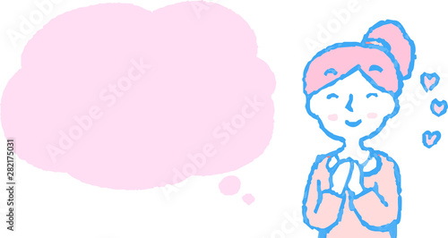 Upper body of woman face and pose with Speech Balloon
