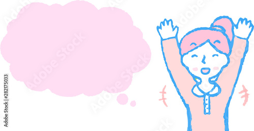 Upper body of woman face and pose with Speech Balloon