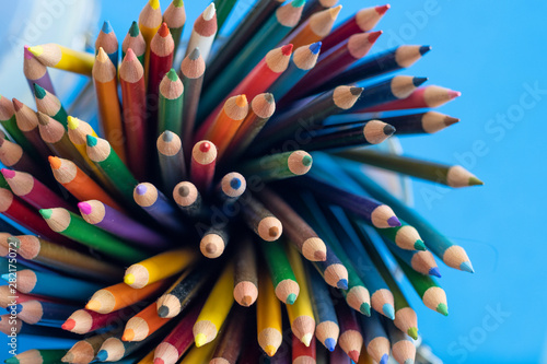 Colorful bundle of coloring pencils