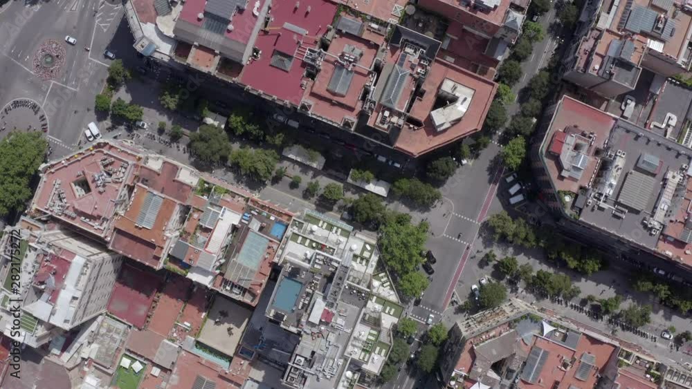 Barcelona City Aerial View of the CBD and Streets with Vehicles Barcelona City Aerial View of the CBD and Streets with Vehicles