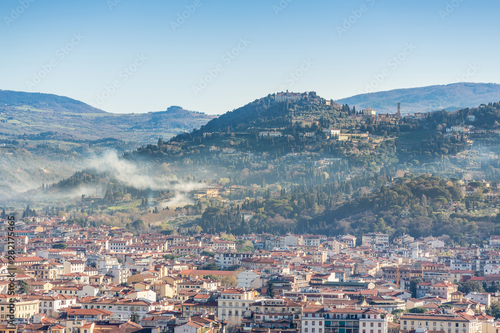 Fiesole seen from the Dome of Florence, Italy