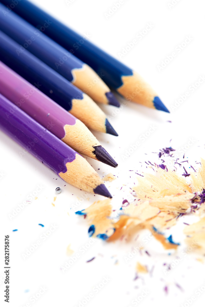 Close-Up Of Colored Pencils ON White Close-Up Of Colored Pencils ON White