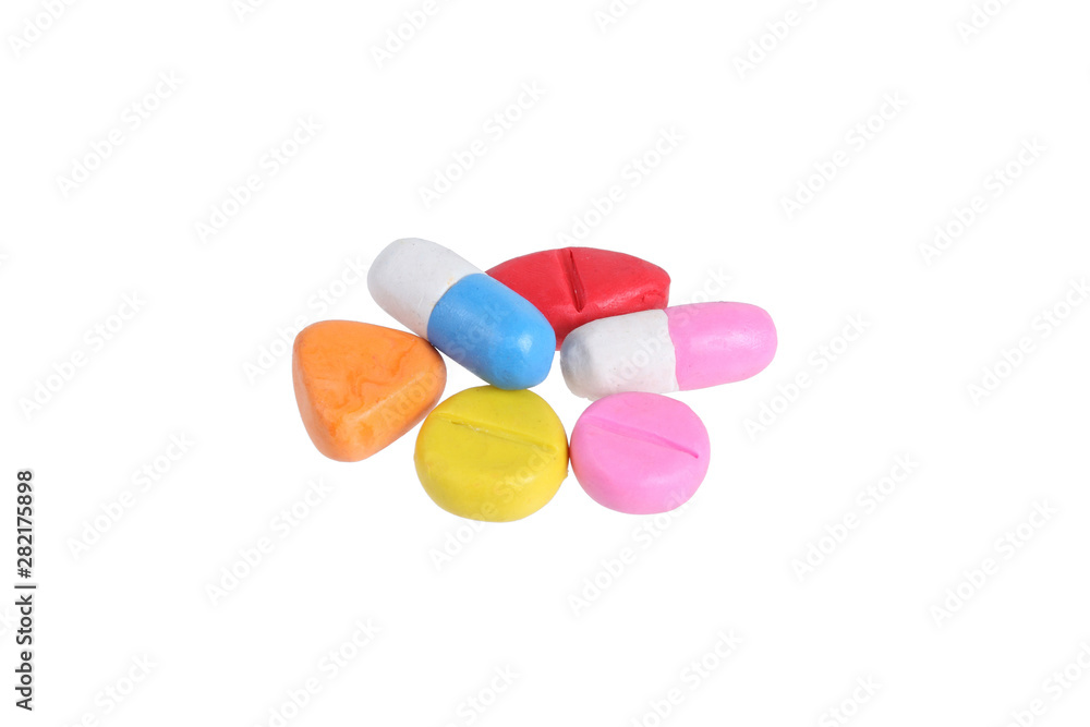 miniature drug model from japanese clay on white background miniature drug model from japanese clay on white background