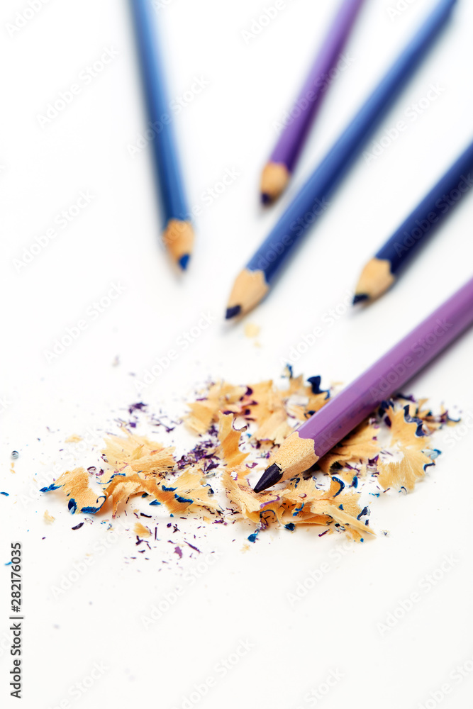 Close-Up Of Colored Pencils ON White Close-Up Of Colored Pencils ON White