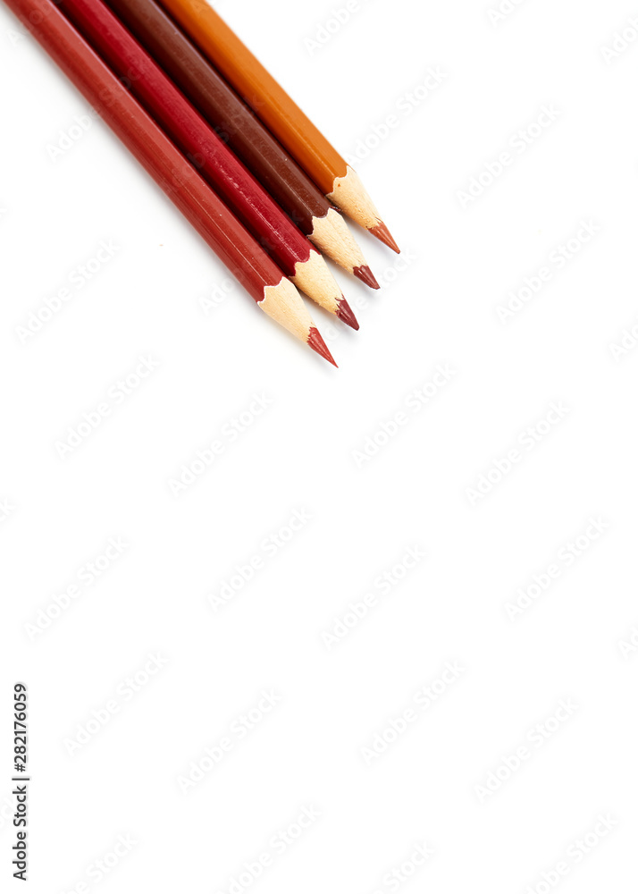 Close-Up Of Colored Pencils ON White Close-Up Of Colored Pencils ON White