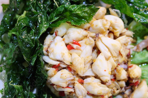 crab meat stir fried with Basil Marco