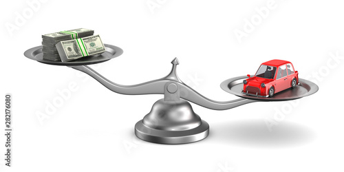 car and money on scale on w...