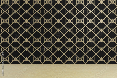 Wallpaper Mural black wall with pattern, empty room, blank wall, 3d render illustration mock up Torontodigital.ca
