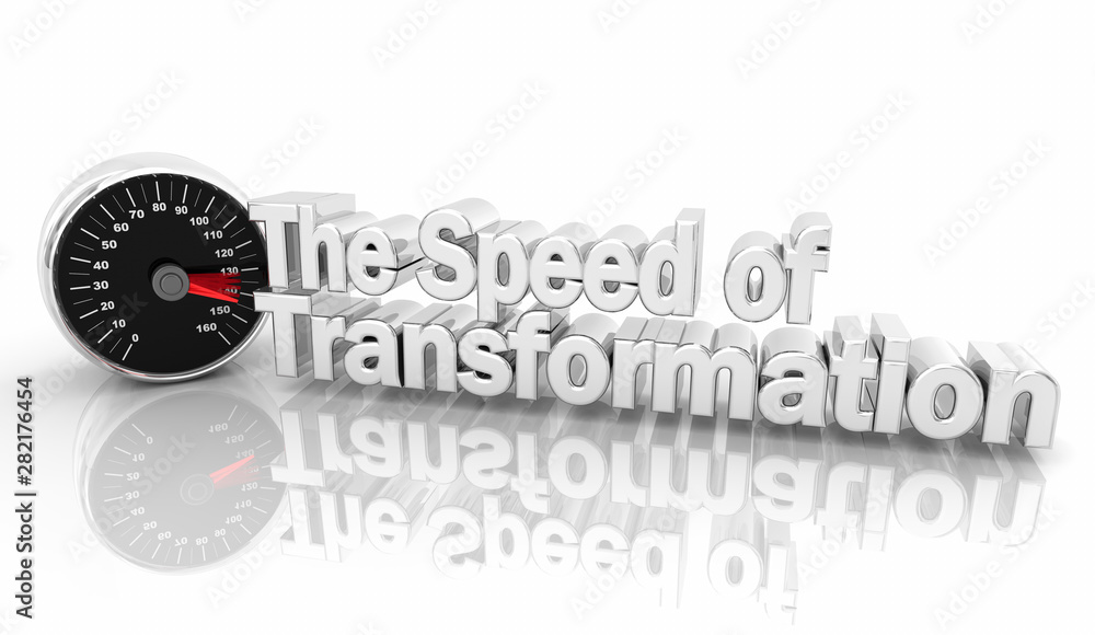 The Speed of Transformation Speedometer Change 3d Illustration The Speed of Transformation Speedometer Change 3d Illustration